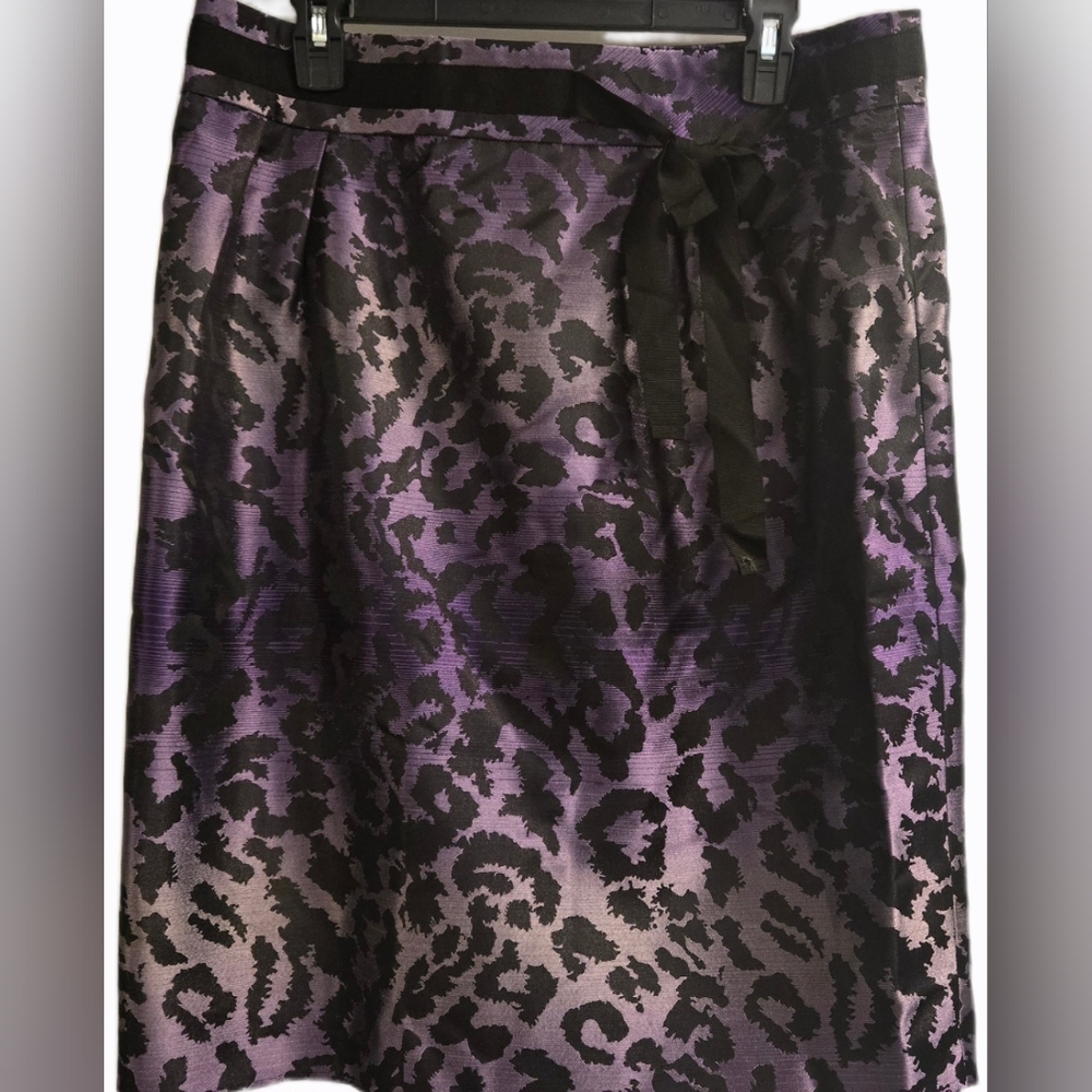 Peter Nygard Black and Purple A-Line Skirt